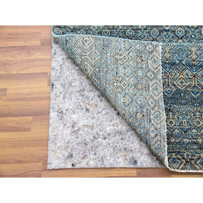 Modern and Contemporary Wool Hand Knotted Rug Blue No Border 2.6X10.0 -O079493
