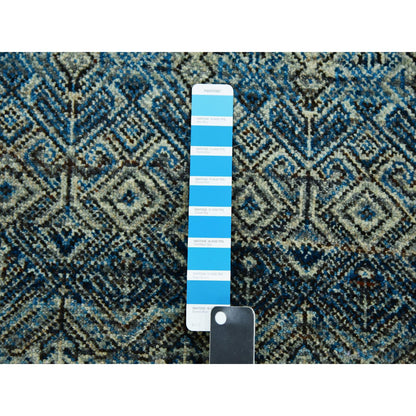 Modern and Contemporary Wool Hand Knotted Rug Blue No Border 2.6X10.0 -O079493