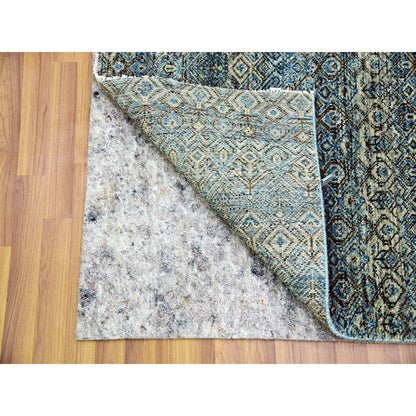 Modern and Contemporary Wool Hand Knotted Rug Blue No Border 2.6X10.0 -O079494