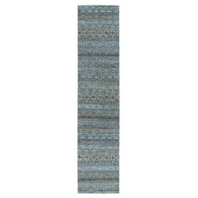 Modern and Contemporary Wool Hand Knotted Rug Blue No Border 2.6X12.0 -O079495