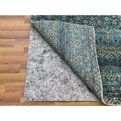 Modern and Contemporary Wool Hand Knotted Rug Blue No Border 2.6X12.0 -O079495