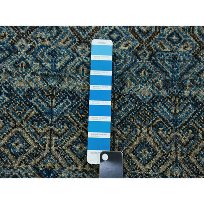 Modern and Contemporary Wool Hand Knotted Rug Blue No Border 2.6X12.0 -O079495