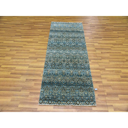 Modern and Contemporary Wool Hand Knotted Rug Blue No Border 2.6X6.2 -O079497