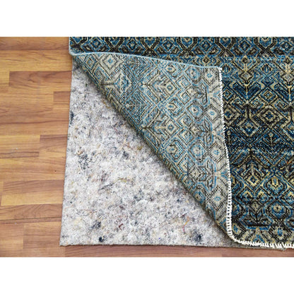 Modern and Contemporary Wool Hand Knotted Rug Blue No Border 2.6X6.2 -O079497