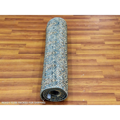 Modern and Contemporary Wool Hand Knotted Rug Blue No Border 2.6X6.2 -O079497