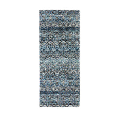 Modern and Contemporary Wool Hand Knotted Rug Blue No Border 2.6X6.1 -O079498