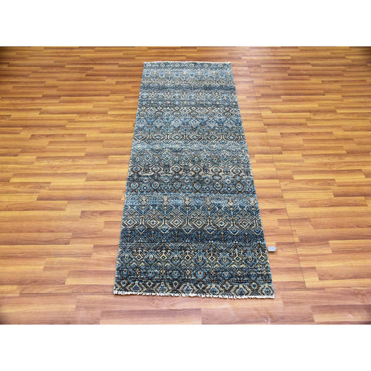 Modern and Contemporary Wool Hand Knotted Rug Blue No Border 2.6X6.1 -O079498
