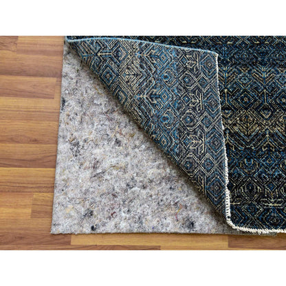 Modern and Contemporary Wool Hand Knotted Rug Blue No Border 2.5X12.0 -O079499