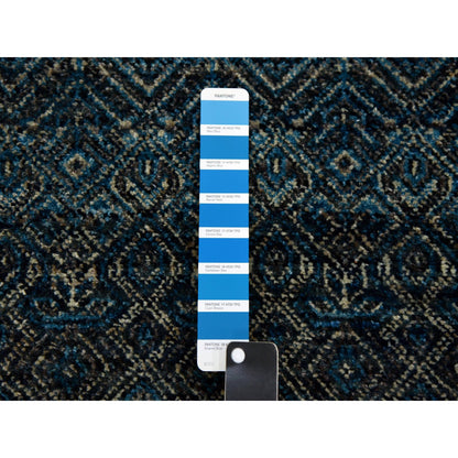 Modern and Contemporary Wool Hand Knotted Rug Blue No Border 2.5X12.0 -O079499