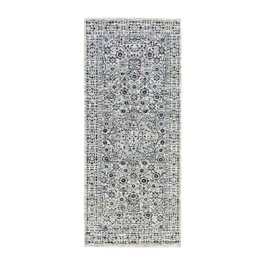 Mamluk Wool Hand Knotted Rug Ivory Ivory 2.7X6.0 -O079502