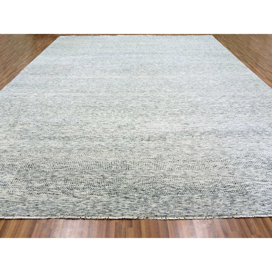 Modern and Contemporary Wool Hand Knotted Rug Grey No Border 13.11X18.0 -O079510