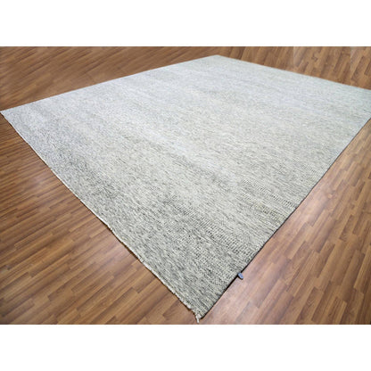 Modern and Contemporary Wool Hand Knotted Rug Grey No Border 13.11X18.0 -O079510