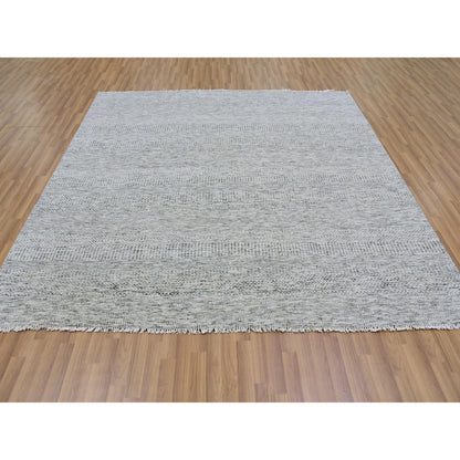 Modern and Contemporary Wool Hand Knotted Rug Grey No Border 8.0X8.0 -O079512