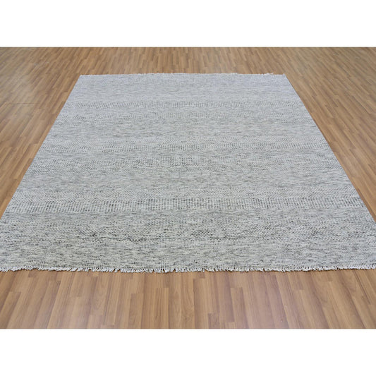 Modern and Contemporary Wool Hand Knotted Rug Grey No Border 8.0X8.0 -O079512