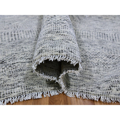 Modern and Contemporary Wool Hand Knotted Rug Grey No Border 8.0X8.0 -O079512