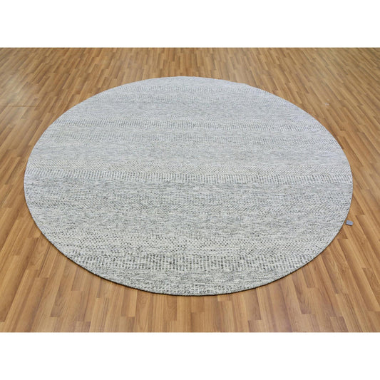 Modern and Contemporary Wool Hand Knotted Rug Grey No Border 7.9X7.9 -O079515