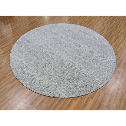 Modern and Contemporary Wool Hand Knotted Rug Grey No Border 7.9X7.9 -O079515