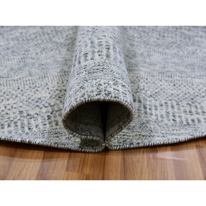 Modern and Contemporary Wool Hand Knotted Rug Grey No Border 7.9X7.9 -O079515