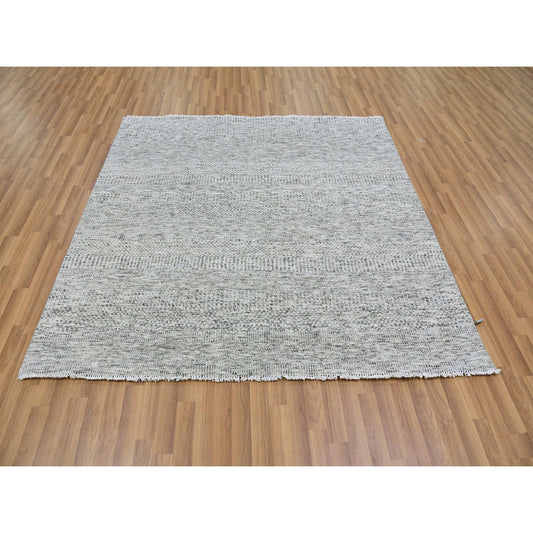 Modern and Contemporary Wool Hand Knotted Rug Grey No Border 6.0X6.0 -O079518