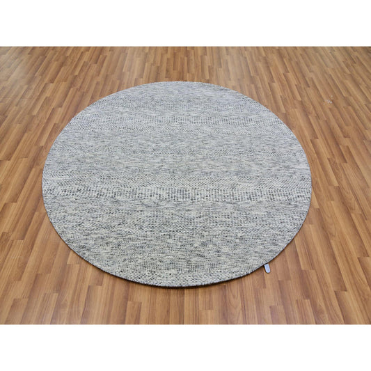 Modern and Contemporary Wool Hand Knotted Rug Grey No Border 5.9X5.9 -O079519
