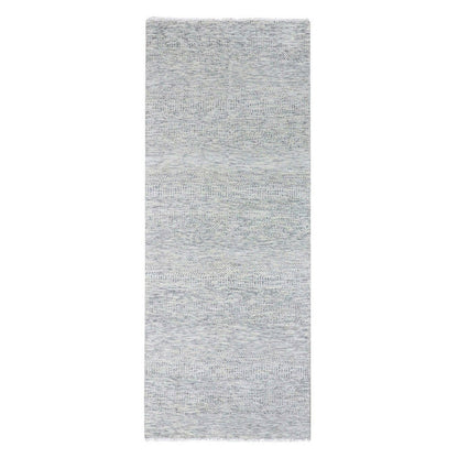 Modern and Contemporary Wool Hand Knotted Rug Grey No Border 4.0X10.1 -O079522