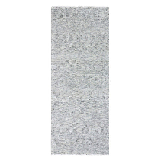 Modern and Contemporary Wool Hand Knotted Rug Grey No Border 4.0X10.1 -O079522