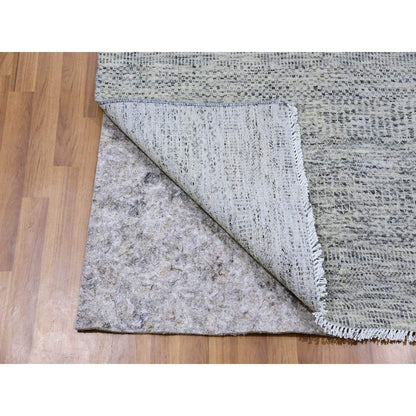 Modern and Contemporary Wool Hand Knotted Rug Grey No Border 4.0X10.1 -O079522