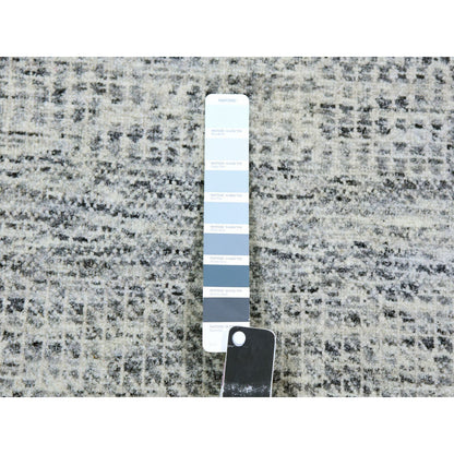 Modern and Contemporary Wool Hand Knotted Rug Grey No Border 4.0X10.1 -O079522