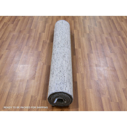 Modern and Contemporary Wool Hand Knotted Rug Grey No Border 4.0X10.1 -O079522