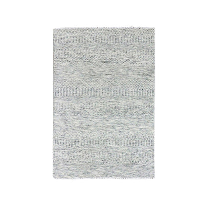 Modern and Contemporary Wool Hand Knotted Rug Grey No Border 4.0X6.4 -O079523