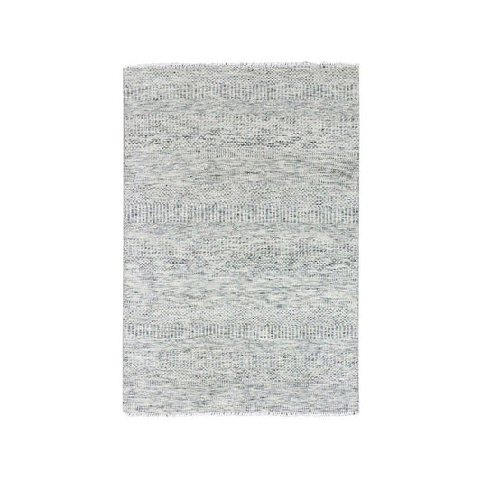 Modern and Contemporary Wool Hand Knotted Rug Grey No Border 4.0X6.4 -O079523