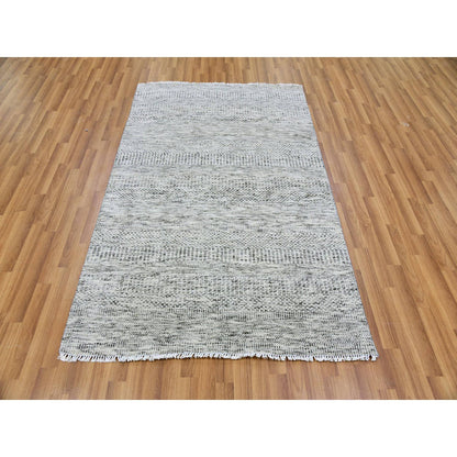 Modern and Contemporary Wool Hand Knotted Rug Grey No Border 4.0X6.4 -O079523