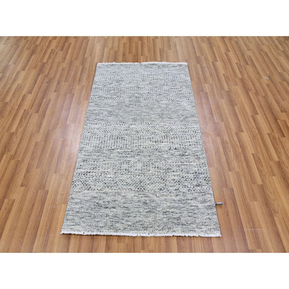 Modern and Contemporary Wool Hand Knotted Rug Grey No Border 2.11X5.1 -O079524