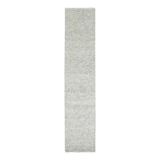 Modern and Contemporary Wool Hand Knotted Rug Grey No Border 2.6X12.0 -O079529