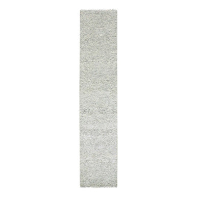 Modern and Contemporary Wool Hand Knotted Rug Grey No Border 2.6X12.0 -O079529