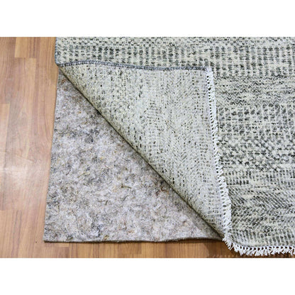 Modern and Contemporary Wool Hand Knotted Rug Grey No Border 2.6X12.0 -O079529