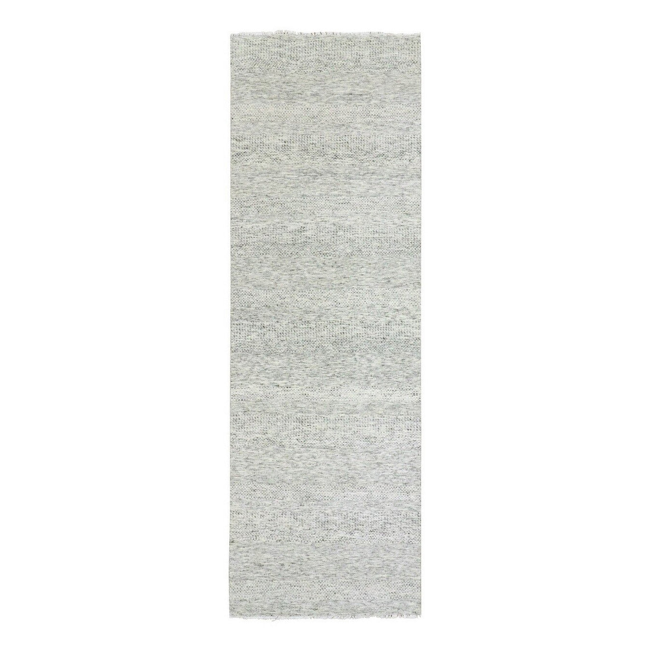 Gray 3'11" x 12'2" Modern and Contemporary Hand knotted Wool Rug - Sku: O079530
