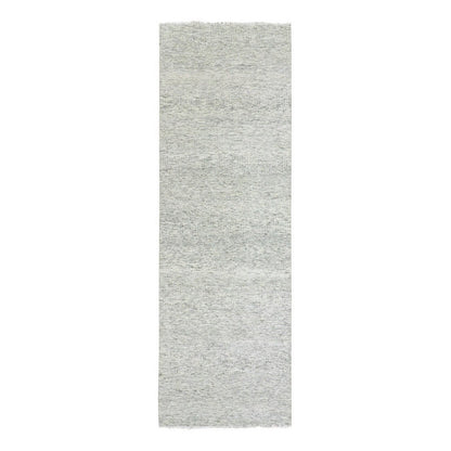 Modern and Contemporary Wool Hand Knotted Rug Grey No Border 3.11X12.2 -O079530