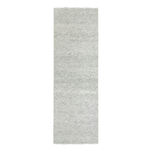 Modern and Contemporary Wool Hand Knotted Rug Grey No Border 3.11X12.2 -O079530