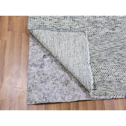 Modern and Contemporary Wool Hand Knotted Rug Grey No Border 3.11X12.2 -O079530