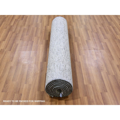 Modern and Contemporary Wool Hand Knotted Rug Grey No Border 3.11X12.2 -O079530