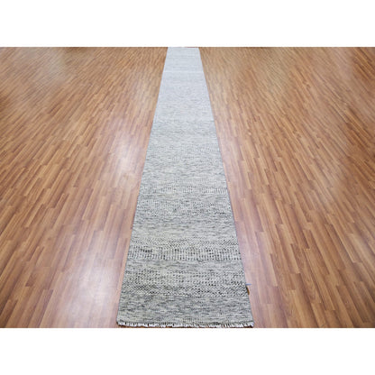 Modern and Contemporary Wool Hand Knotted Rug Grey No Border 2.6X20.5 -O079531