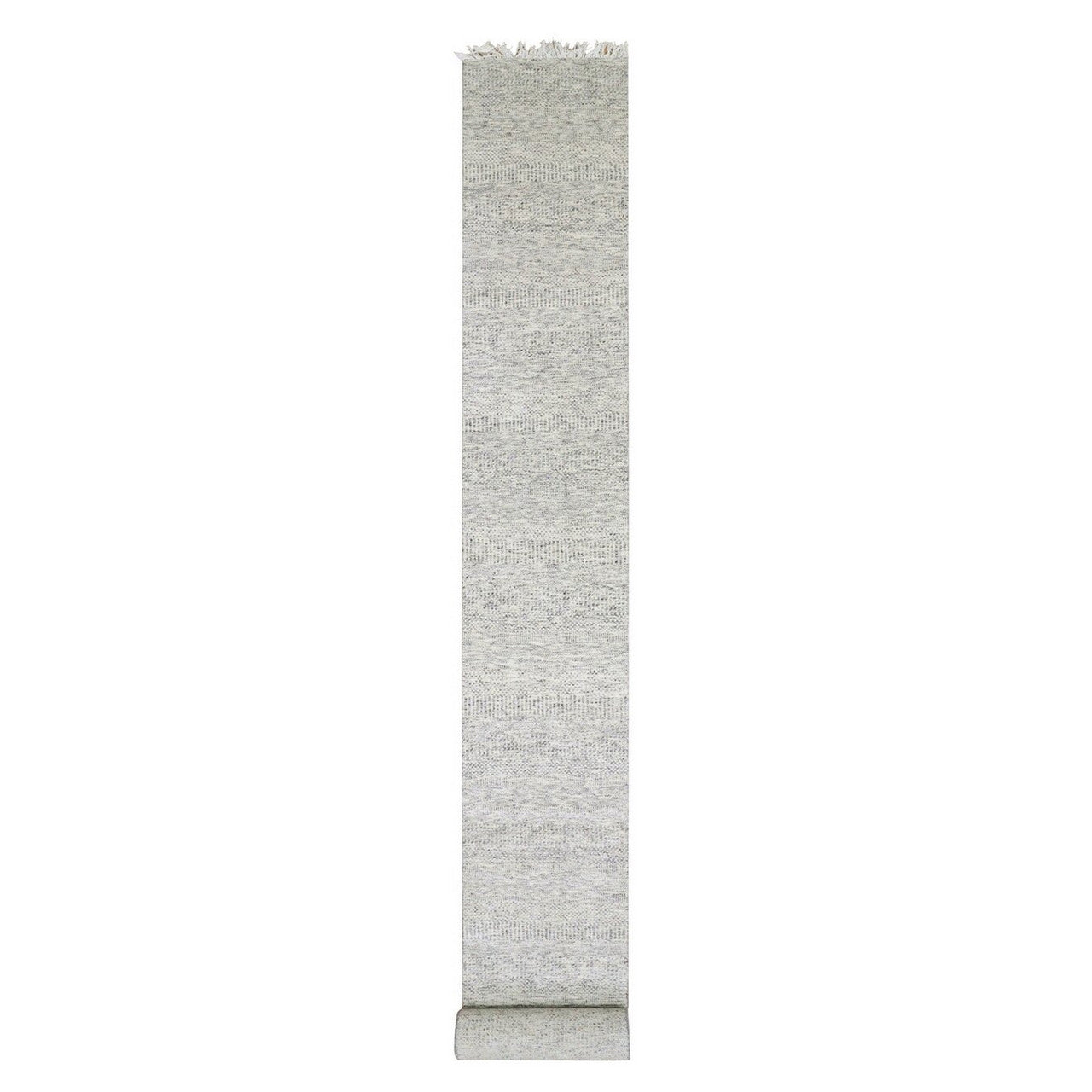 Gray 2'6" x 23'4" Modern and Contemporary Hand knotted Wool Rug - Sku: O079532