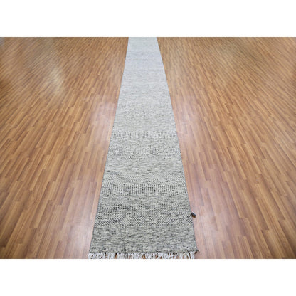 Modern and Contemporary Wool Hand Knotted Rug Grey No Border 2.6X23.4 -O079532