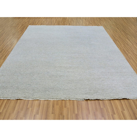 Modern and Contemporary Wool Hand Knotted Rug Grey No Border 9.11X10.0 -O079535