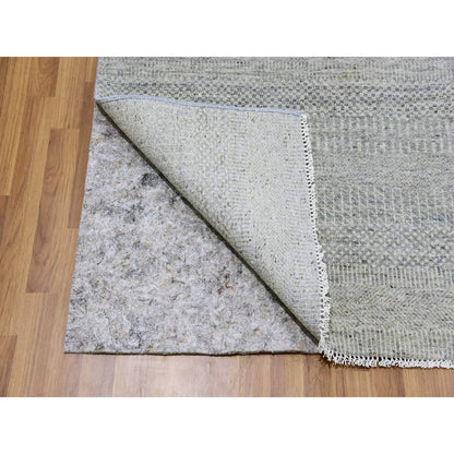Modern and Contemporary Wool Hand Knotted Rug Grey No Border 9.11X10.0 -O079535