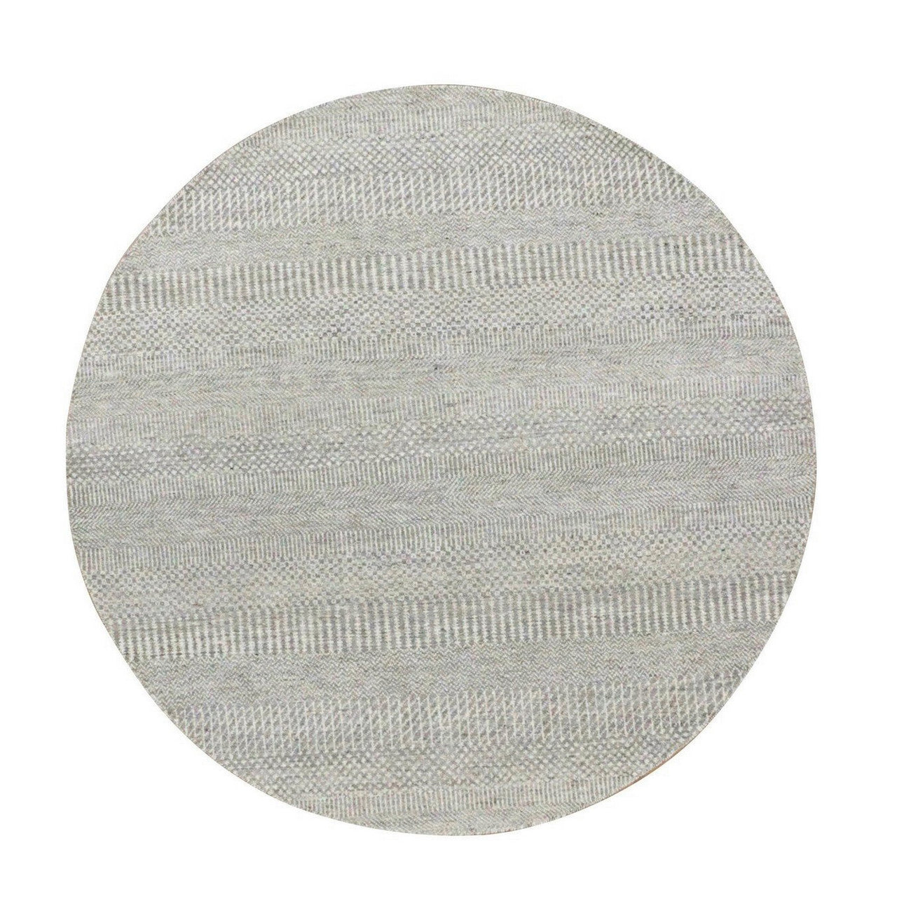 Gray 4'10" x 4'11" Modern and Contemporary Hand knotted Wool Rug - Sku: O079544