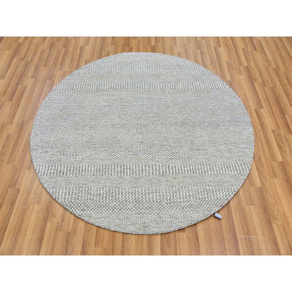 Modern and Contemporary Wool Hand Knotted Rug Grey No Border 4.10X4.11 -O079544