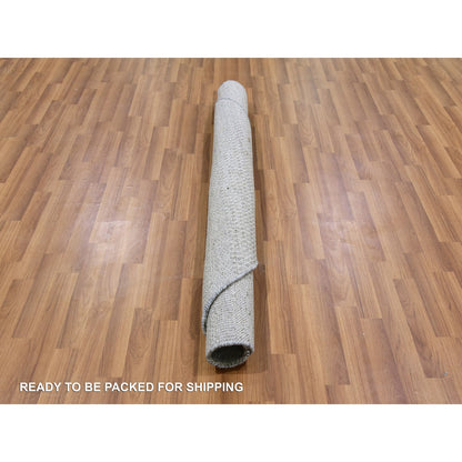 Modern and Contemporary Wool Hand Knotted Rug Grey No Border 4.10X4.11 -O079544