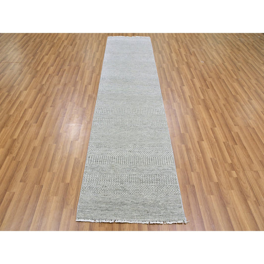 Modern and Contemporary Wool Hand Knotted Rug Grey No Border 2.6X10.2 -O079545